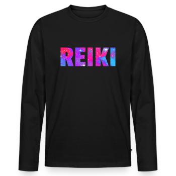 Reiki Reiki Praticien Guérison énergétique - T-shirt manches longues Premium bio Homme - noir - Devant - Nico (187cm)