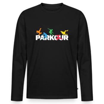 parkour jumping traceur jump parkour est coloré - T-shirt manches longues Premium bio Homme - noir - Devant - Nico (187cm)