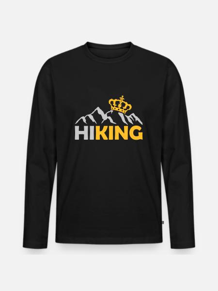 Hiking Krone Berge King - Men's Premium Organic Long Sleeve Shirt - black