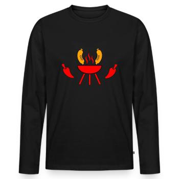 Griller - T-shirt manches longues Premium bio Homme - noir - Devant - Nico (187cm)