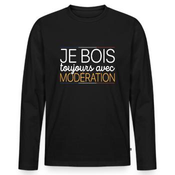 Je Bois Toujours Avec Modération Bière Drôle - T-shirt manches longues Premium bio Homme - noir - Devant - Nico (187cm)