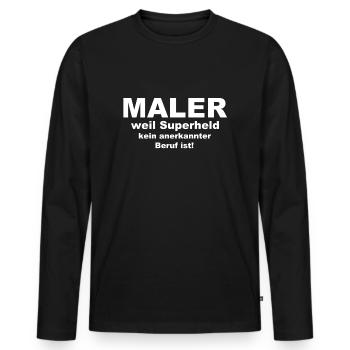 Maler weil Superheld kein anerkannter Beruf ist - Männer Premium Bio Langarmshirt - Schwarz - Vorne - Nico (187cm)