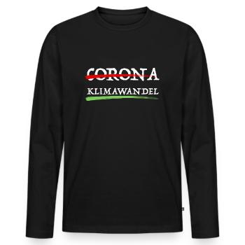 Klimawandel | Erderwärmung, Umweltschutz, Natur - Männer Premium Bio Langarmshirt - Schwarz - Vorne - Nico (187cm)
