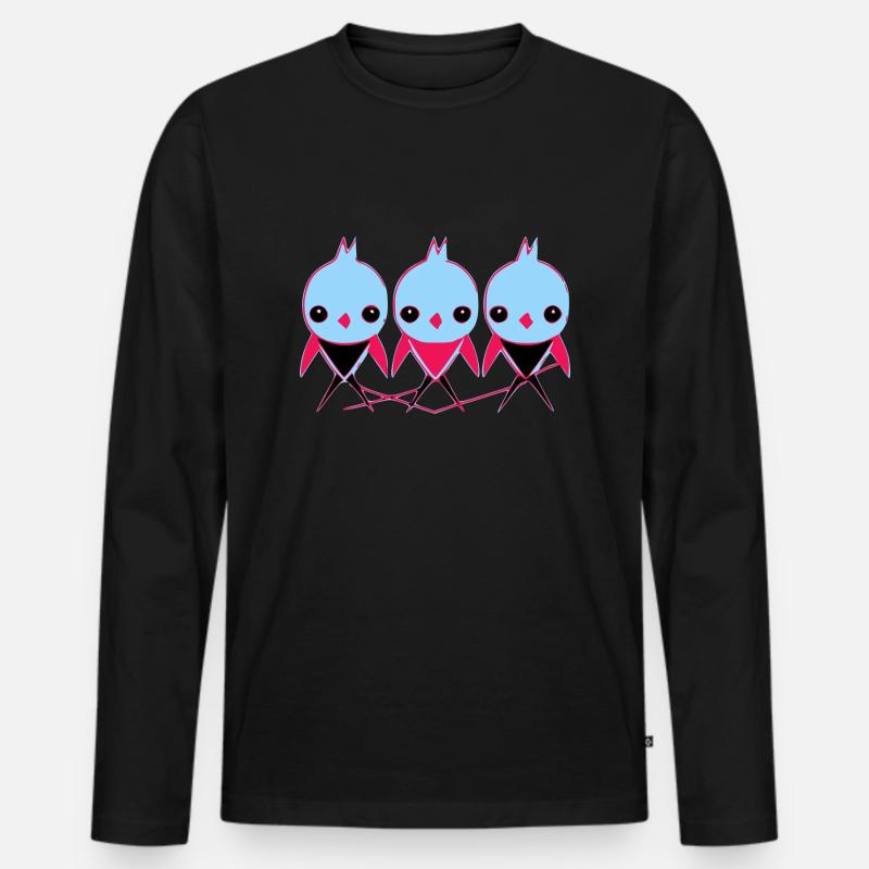 3 kleine Vögel - Männer Premium Bio Langarmshirt - Schwarz
