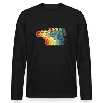 Motorrad Motorsport Retro Dirtbike Motocross - Männer Premium Bio Langarmshirt - Schwarz - Vorne - Nico (187cm)