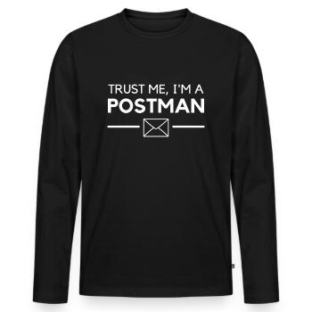 Vertrau mir, ich bin ein Postbote - Männer Premium Bio Langarmshirt - Schwarz - Vorne - Nico (187cm)