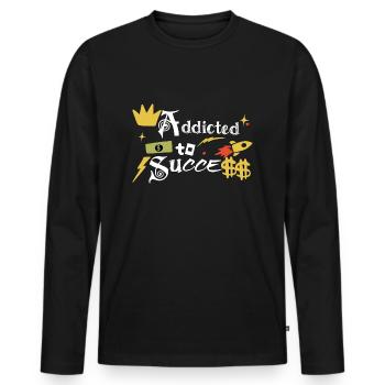 Addict to success - Men's Premium Organic Long Sleeve Shirt - black - Front - Nico (187cm)