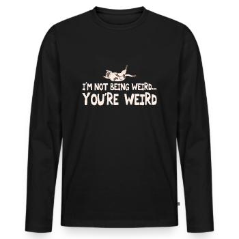 I'm Not Being Weird You're Weird Cat Dad Mom Meme - T-shirt manches longues Premium bio Homme - noir - Devant - Nico (187cm)