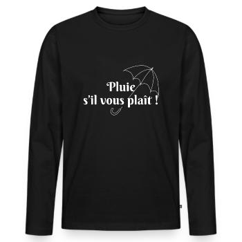 Pluie s’il vous plaît - T-shirt manches longues Premium bio Homme - noir - Devant - Nico (187cm)