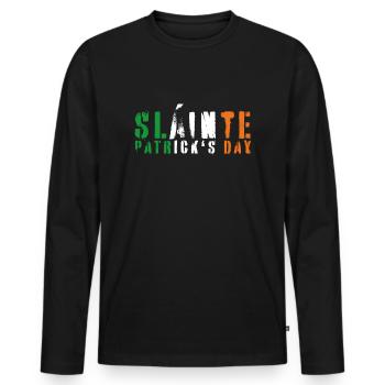 Saint Patrick's Day Is Slainte Patrick's Day - Men's Premium Organic Long Sleeve Shirt - black - Front - Nico (187cm)
