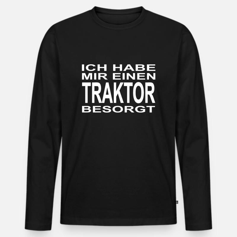 Traktor - Männer Premium Bio Langarmshirt - Schwarz