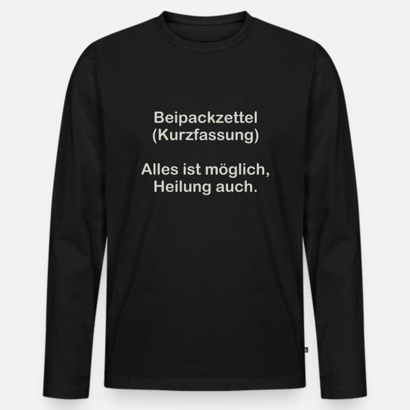 Kurzfassung Beipackzettel - Männer Premium Bio Langarmshirt - Schwarz