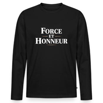 Force et honneur - T-shirt manches longues Premium bio Homme - noir - Devant - Nico (187cm)
