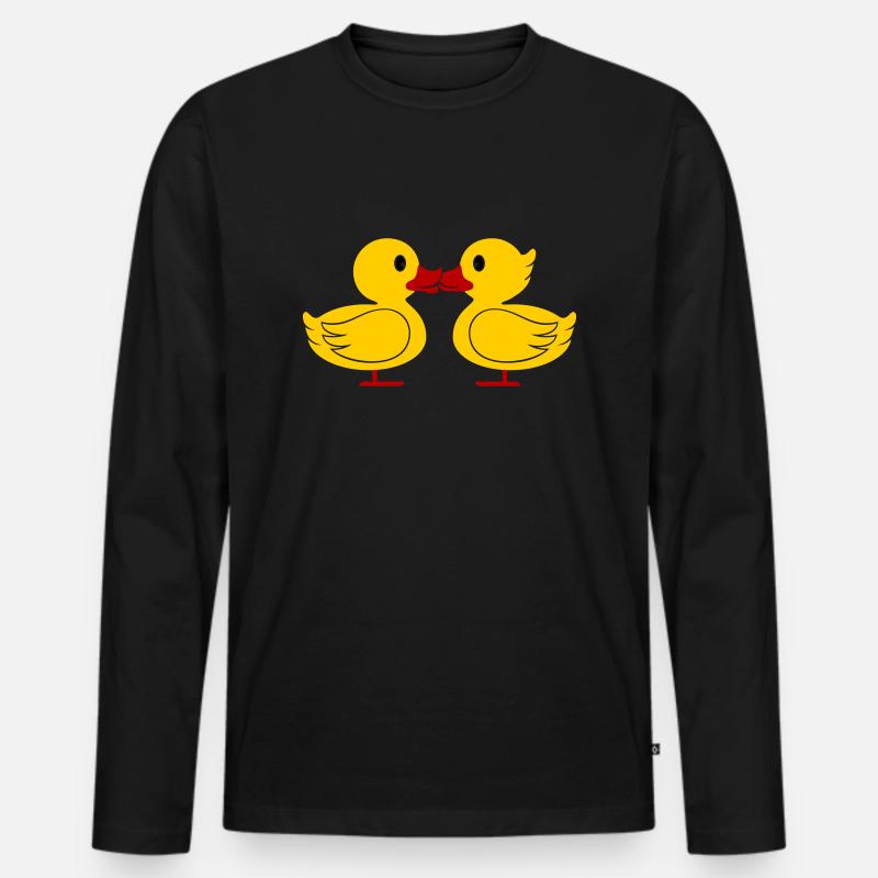 Enten Kuss - Männer Premium Bio Langarmshirt - Schwarz