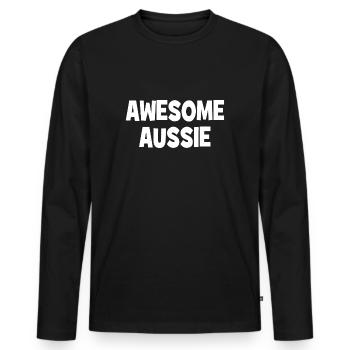 Awesome Aussie - Austrlia - Australien Down Under - Männer Premium Bio Langarmshirt - Schwarz - Vorne - Nico (187cm)