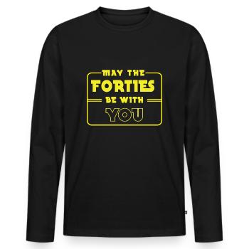 40 anniversaire: Que les années quarante soient avec toi - T-shirt manches longues Premium bio Homme - noir - Devant - Nico (187cm)