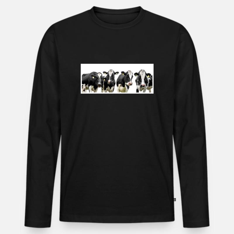 Kühe - Männer Premium Bio Langarmshirt - Schwarz
