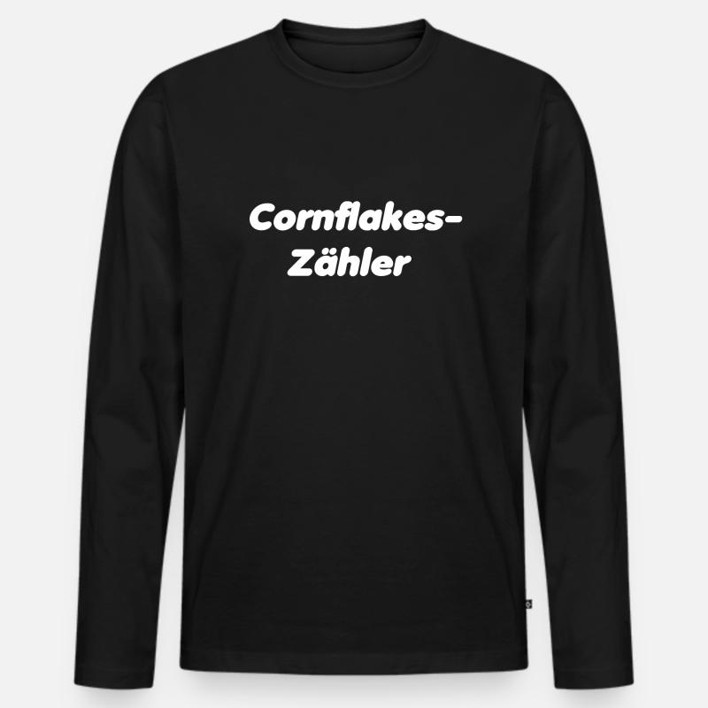 Cornflakes-Zähler - Männer Premium Bio Langarmshirt - Schwarz