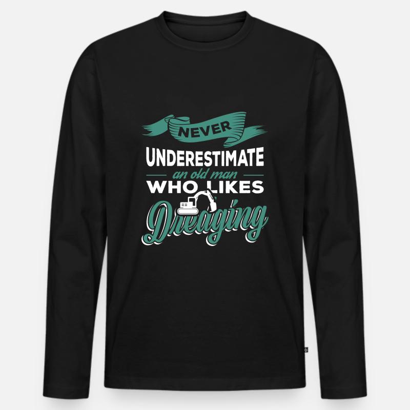 Baggern Opa Bauarbeiter - Männer Premium Bio Langarmshirt - Schwarz
