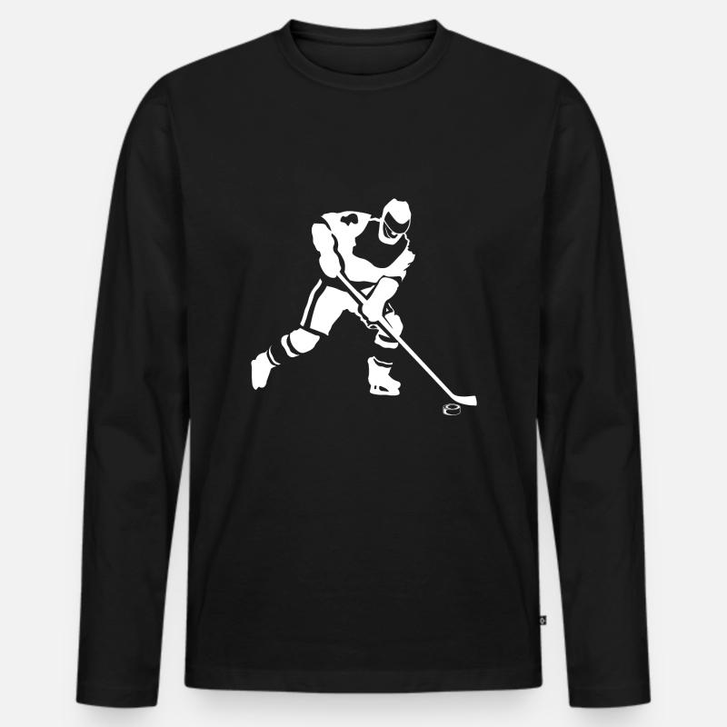 Eishockeyspieler - Männer Premium Bio Langarmshirt - Schwarz