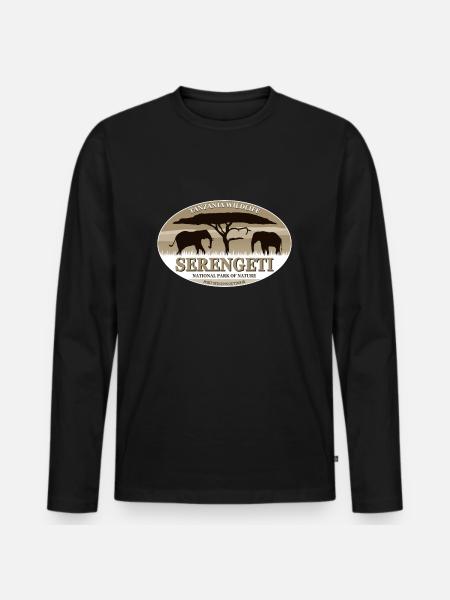 Serengeti - Elephant - Elefant - Männer Premium Bio Langarmshirt - Schwarz