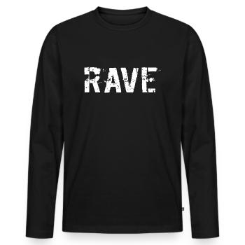 rave - Men's Premium Organic Long Sleeve Shirt - black - Front - Nico (187cm)