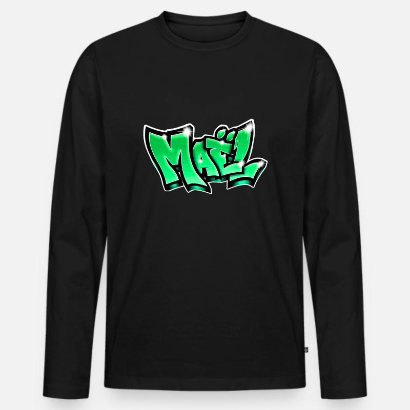 Graffiti Name Maël - Männer Premium Bio Langarmshirt - Schwarz