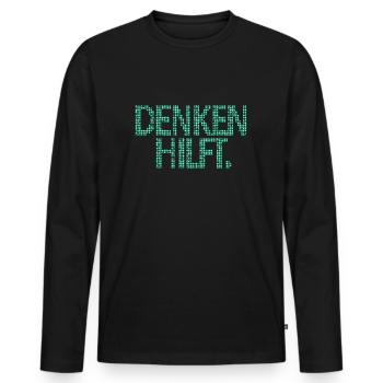 Denken Hilft - Männer Premium Bio Langarmshirt - Schwarz - Vorne - Nico (187cm)