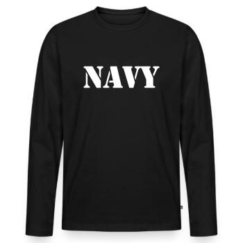 Military NAVY - Männer Premium Bio Langarmshirt - Schwarz - Vorne - Nico (187cm)
