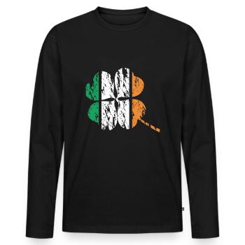 Irlande drapeau irlandais grunge used look trèfle - T-shirt manches longues Premium bio Homme - noir - Devant - Nico (187cm)