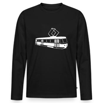 Tram Gift - Men's Premium Organic Long Sleeve Shirt - black - Front - Nico (187cm)