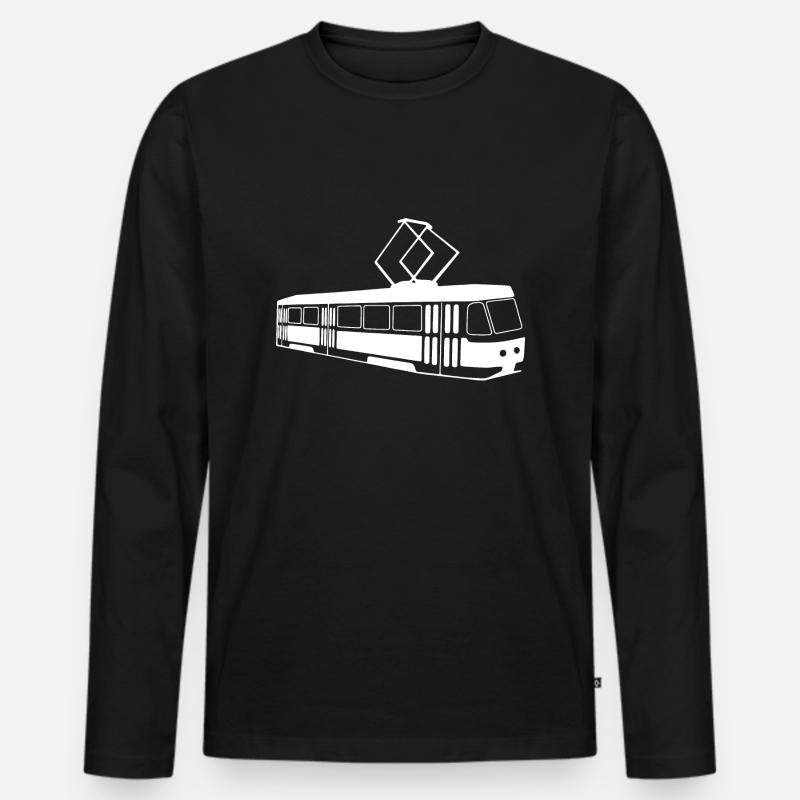 Straßenbahn Geschenk - Männer Premium Bio Langarmshirt - Schwarz