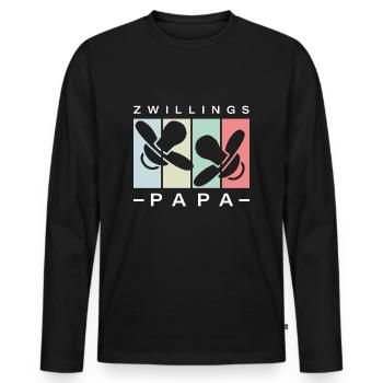 Zwillingspapa Spruch vintage retro - Männer Premium Bio Langarmshirt - Schwarz - Vorne - Nico (187cm)