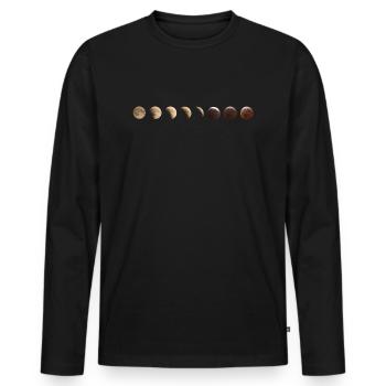 Phases lunaires Cycle lunaire pleine lune Lunation Astronomie - T-shirt manches longues Premium bio Homme - noir - Devant - Nico (187cm)