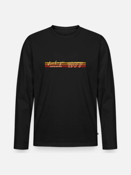 BORN IN 1977 - Men's Premium Organic Long Sleeve Shirt - black