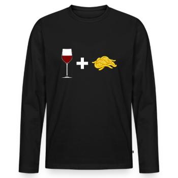 Vin Rouge Et pâtes - T-shirt manches longues Premium bio Homme - noir - Devant - Nico (187cm)