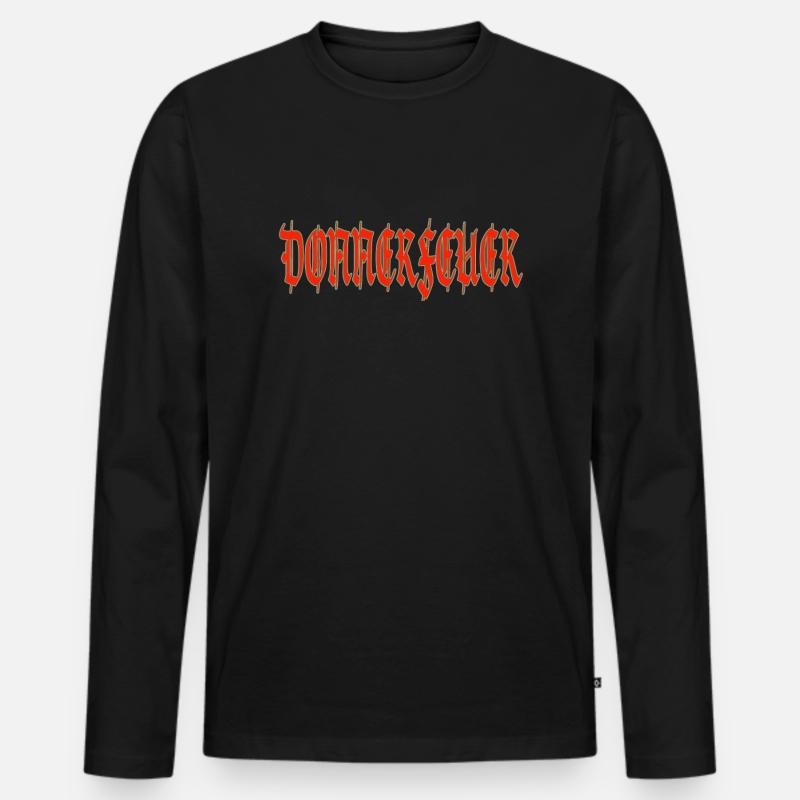 Donnerfeuerschrift red - Männer Premium Bio Langarmshirt - Schwarz