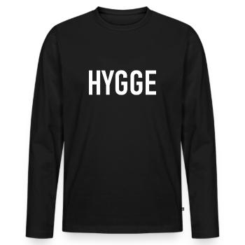Hygge - Dänische Tradition - Lebensgefühl - Nett - Männer Premium Bio Langarmshirt - Schwarz - Vorne - Nico (187cm)