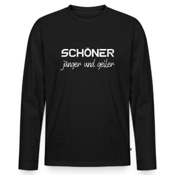 Schöner jünger und geiler - Männer Premium Bio Langarmshirt - Schwarz - Vorne - Nico (187cm)