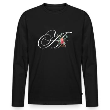 Brief an Blumen - Männer Premium Bio Langarmshirt - Schwarz - Vorne - Nico (187cm)