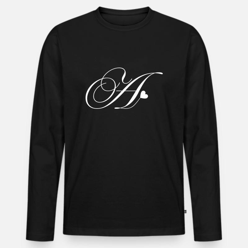 Herzkalligraphie-Buchstabe - Männer Premium Bio Langarmshirt - Schwarz