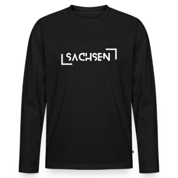 Sachsen - Männer Premium Bio Langarmshirt - Schwarz - Vorne - Nico (187cm)