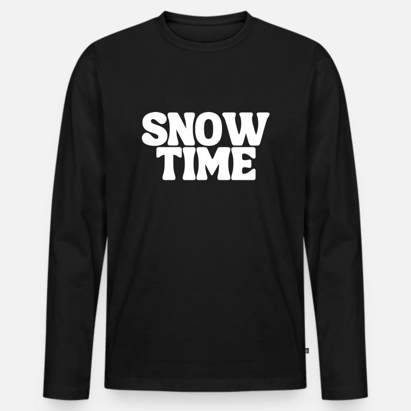 SCHNEEZEIT WINTERSAISON SKI SCHNEE - Männer Premium Bio Langarmshirt - Schwarz