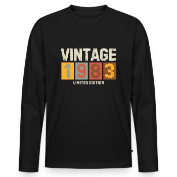 Vintage 1983 Limited Edition Classic original gift - Men's Premium Organic Long Sleeve Shirt - black - Front - Nico (187cm)