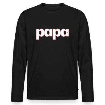 PAPA - Männer Premium Bio Langarmshirt - Schwarz - Vorne - Nico (187cm)