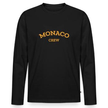 Monaco Crew - Monte Carlo - Mer Méditerranée - T-shirt manches longues Premium bio Homme - noir - Devant - Nico (187cm)