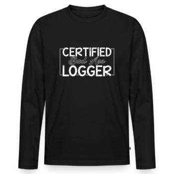 Bûcheron forestier certifié Bad Ass - T-shirt manches longues Premium bio Homme - noir - Devant - Nico (187cm)