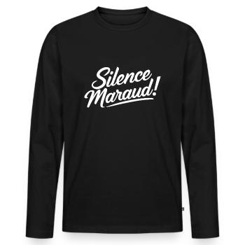 Silence maraud ! - T-shirt manches longues Premium bio Homme - noir - Devant - Nico (187cm)