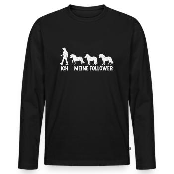 Shetland Pony Meine Follower Pferde Reitsport - Männer Premium Bio Langarmshirt - Schwarz - Vorne - Nico (187cm)