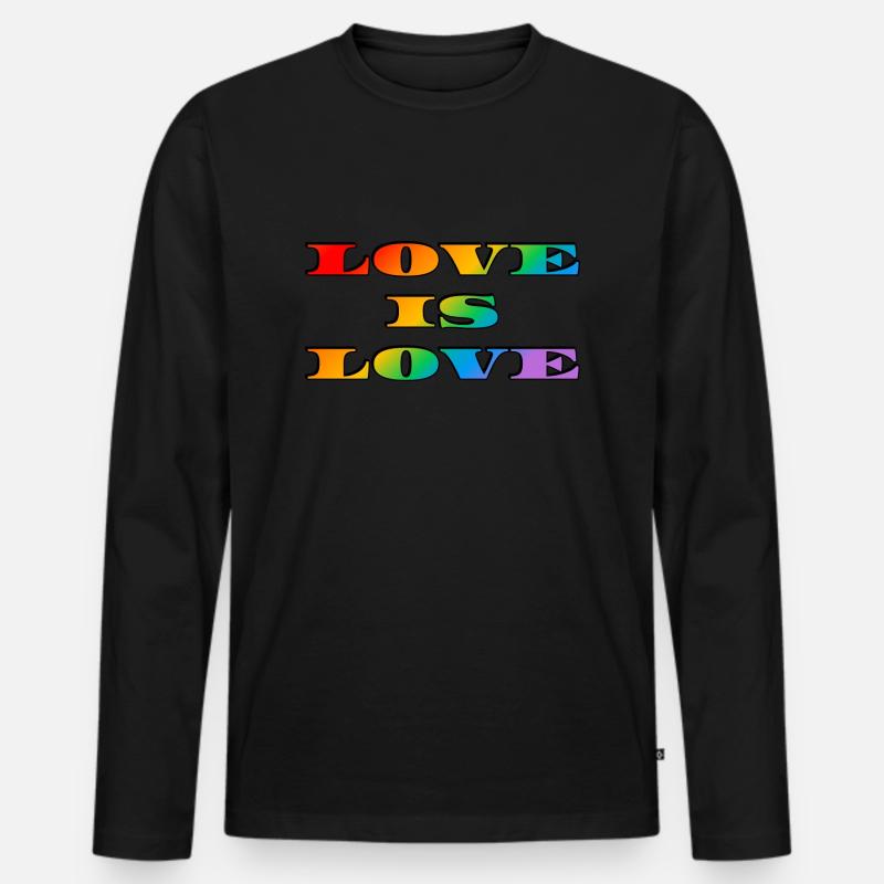Regenbogen-Liebe ist Liebe - Männer Premium Bio Langarmshirt - Schwarz